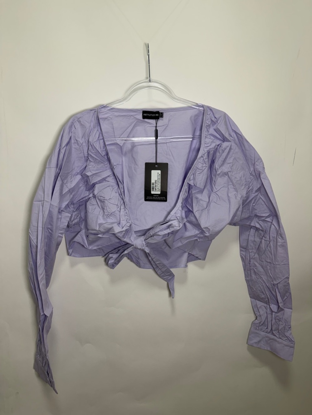 Lilac Tie-Front Cropped Blouse